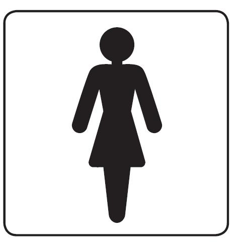 GDQ01W - 100x100mm Ladies symbol - Black on white