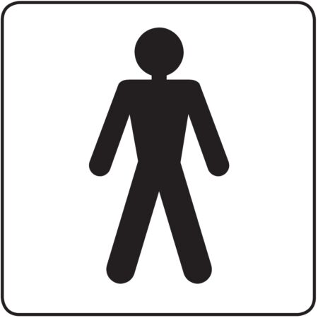 GDQ02W - 100x100mm Male symbol - Black on white