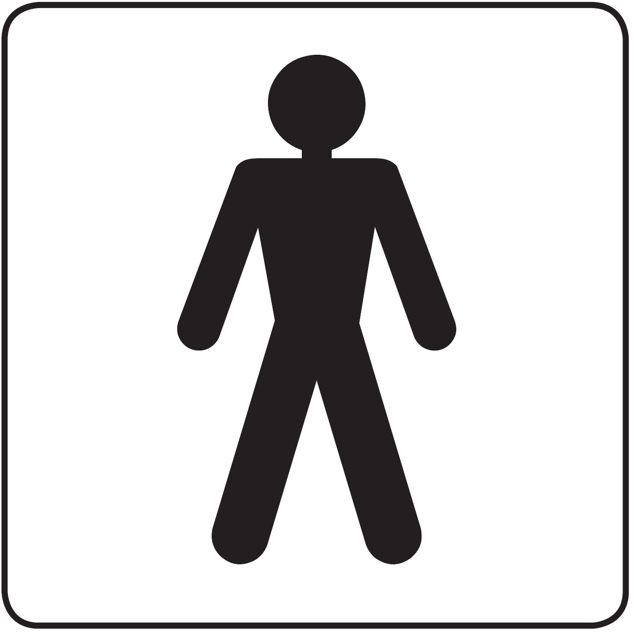 GDQ02W - 100x100mm Male symbol - Black on white