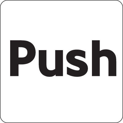 GDQ12W - 100x100mm Push - Black on white