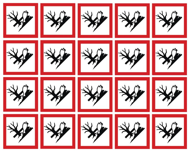 GHSC40EN - 40x40mm Dangerous for the Environment GHS Symbols 20 labels on a sheet