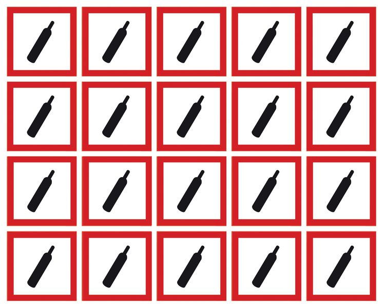 GHSC40GZ - 40x40mm Compressed Gas GHS Symbols 20 labels on a sheet