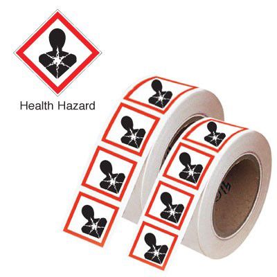 GHSR100MU - 100x100mm Health Hazard GHS Symbols on a roll