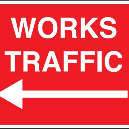 GSC01 - 450x600mm Works traffic arrow left stanchion sign
