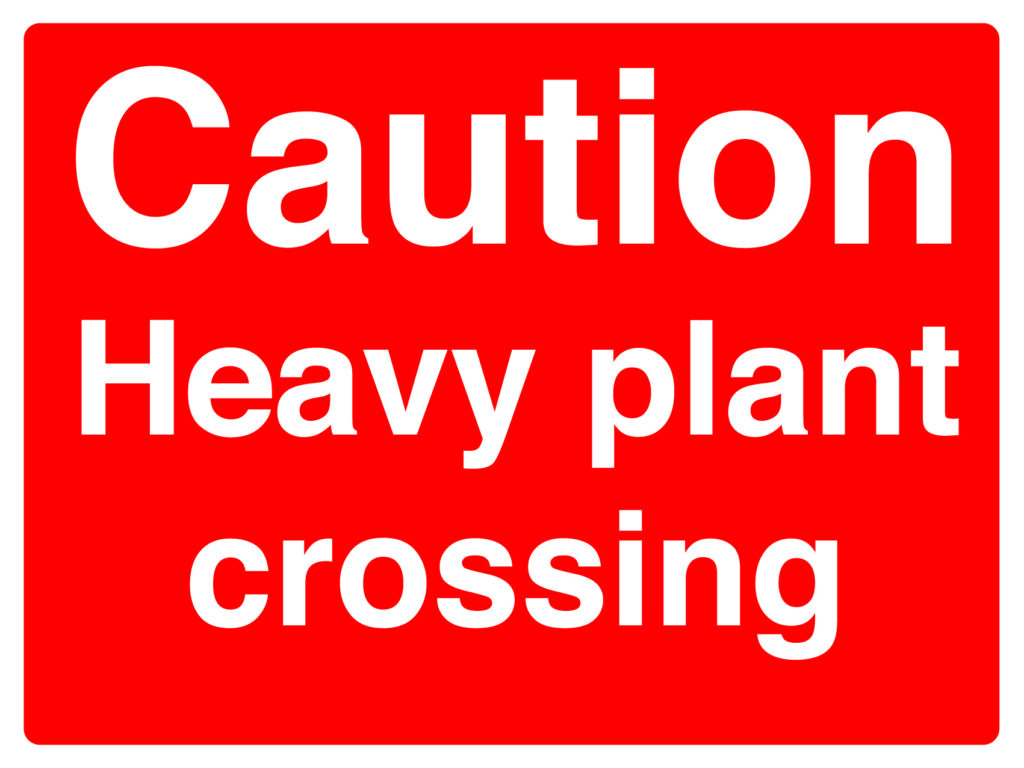 GSC04 - 450x600mm Caution Heavy plant crossing stanchion sign