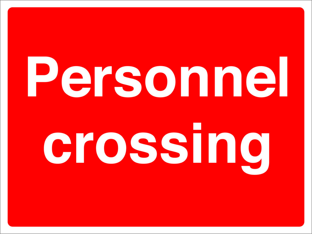 GSC11 - 450x600mm Personnel crossing stanchion sign