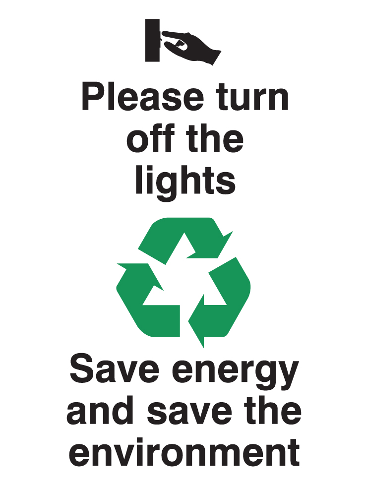 GSE03A/S - 100x75mm Please turn off the lights Self Adhesive