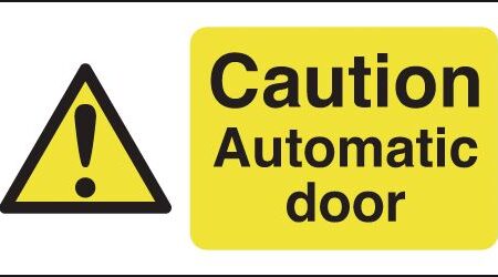 HA01238AK - 50x250mm Caution Automatic Door - Face Adhesive Vinyl