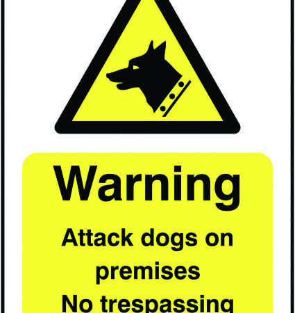 HA03449R - 420x297mm Caution Guard Dogs on Patrol - Rigid