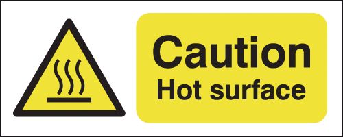 HA04119S - 100x250mm Caution Hot Surface - Self Adhesive