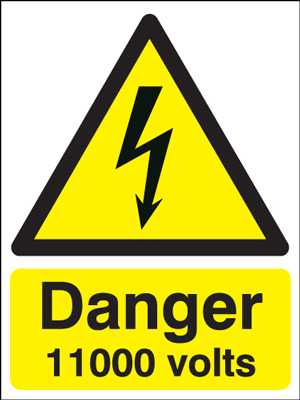 HA07807R - 150x125mm Danger 11000 Volts - Rigid