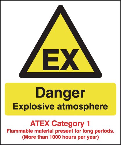 HA11250R - 297x210mm Danger Explosive Atmosphere (ATEX Category 1) - Rigid
