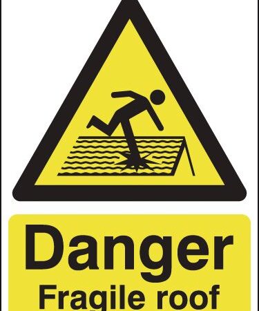 HA12140A - 600x450mm Danger Fragile Roof - Aluminium