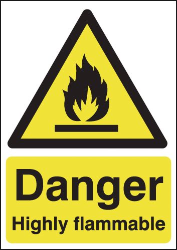 HA13049R - 420x297mm Danger Highly Flammable - Rigid