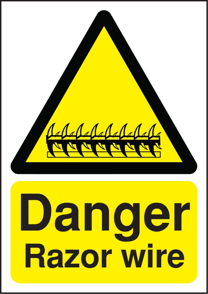 HA16049R - 420x297mm Danger Razor Wire - Rigid