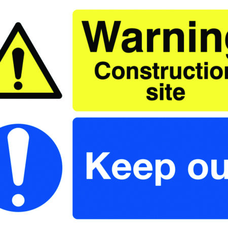 HA22136D - 450x600mm Warning Construction site Keep out stanchion sign