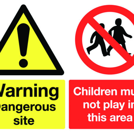 HA22836D - 450x600mm Warning Dangerous site Children must not play stanchion sign