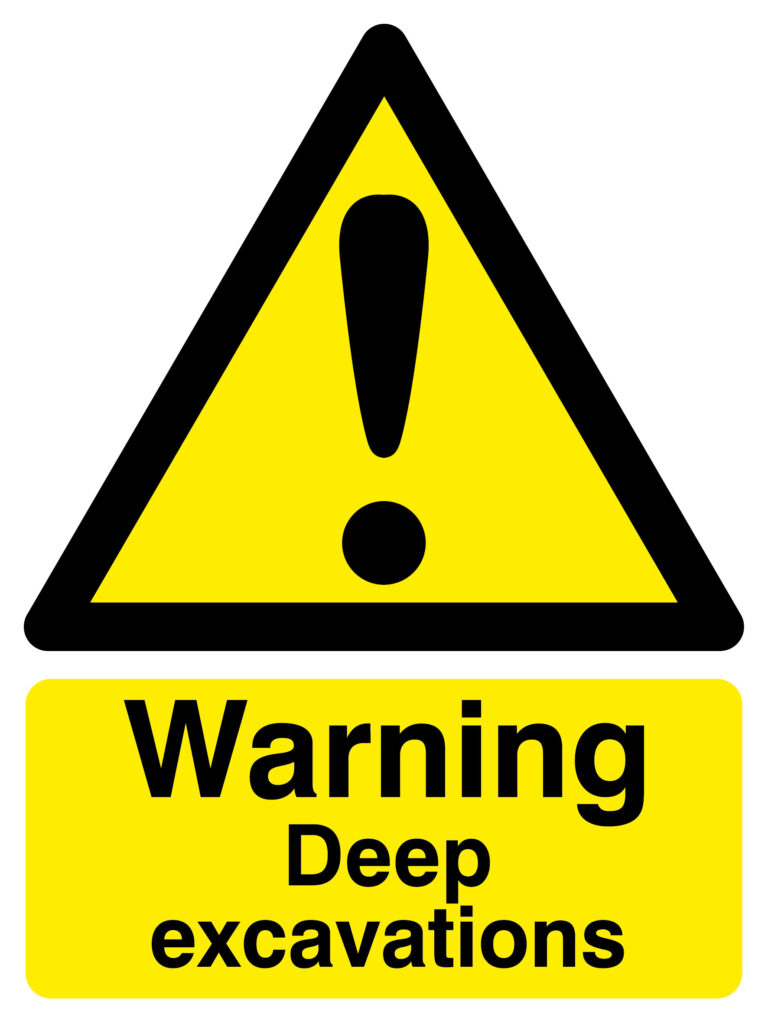 HA23049R - 420 x 297mm Warning Deep Excavations - Rigid
