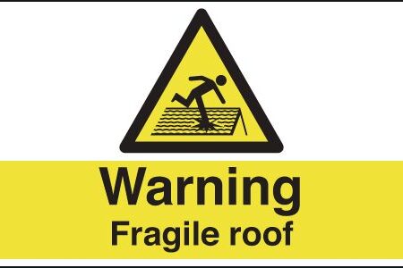 HA23910R - 150x300mm Warning Fragile Roof - Rigid