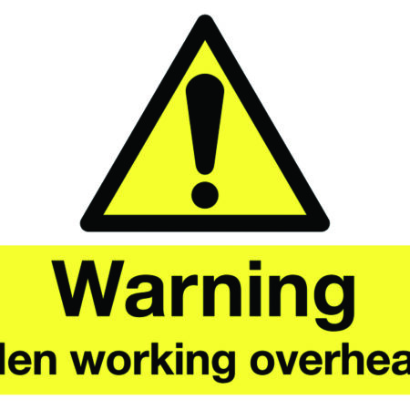 HA25336D - 450x600mm Warning Men working overhead stanchion sign