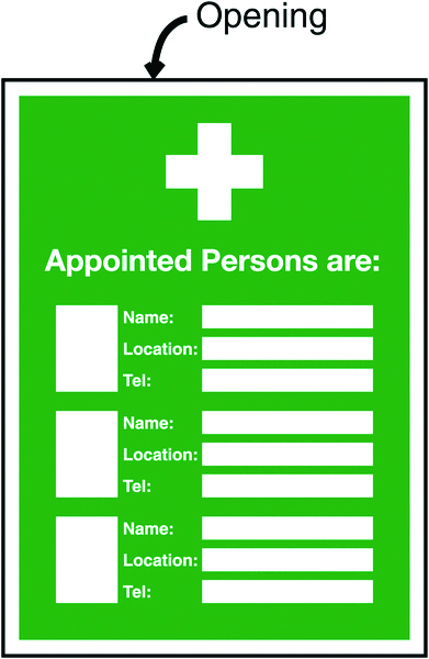 INS10A - 327x240mm Appointed Persons Are (Name/Location/Telephone no) Insert Sign