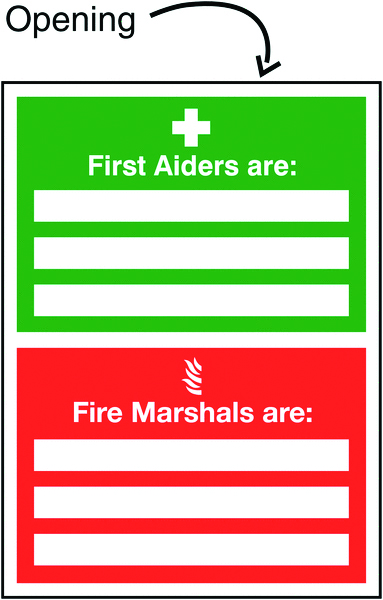 INS27A - 327x240mm First Aiders Are/Fire Marshals Are Insert Sign