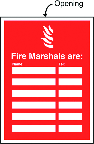 INS2A - 327x240mm Fire Marshals Are (Name & Telephone no) Insert Sign