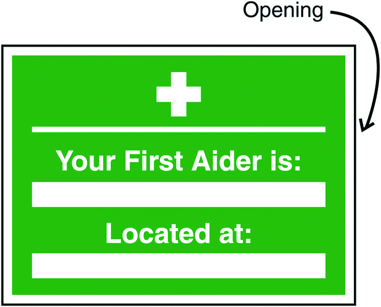 INS8A - 240x327mm Your First Aider Is Located Insert Sign