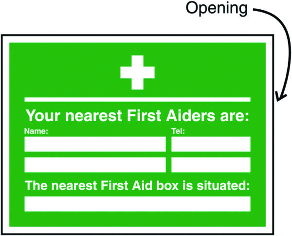 INS9A - 240x327mm Your Nearest First Aiders Are/Nearest First Aid Box Insert Sign