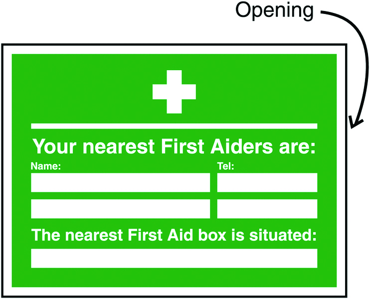 INS9A - 240x327mm Your Nearest First Aiders Are/Nearest First Aid Box Insert Sign
