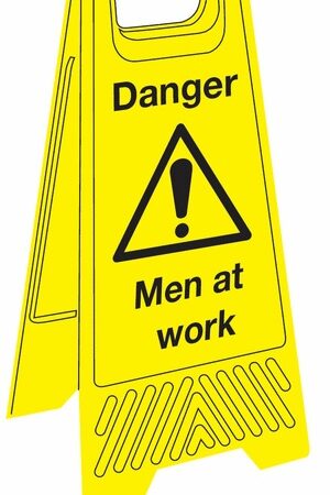 JANC169 - 680x300mm Danger Men at work Floor Stand
