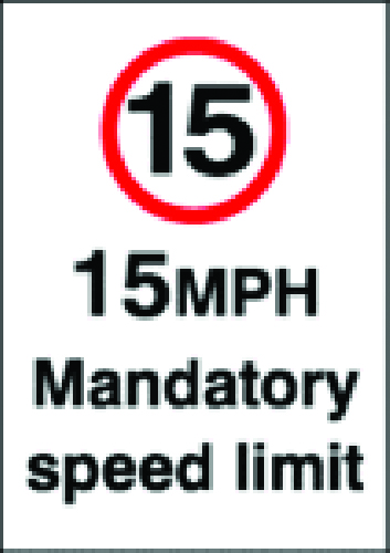 JOD29A4 SAV - A4 15mph Mandatory Speed Limit - Self Adhesive