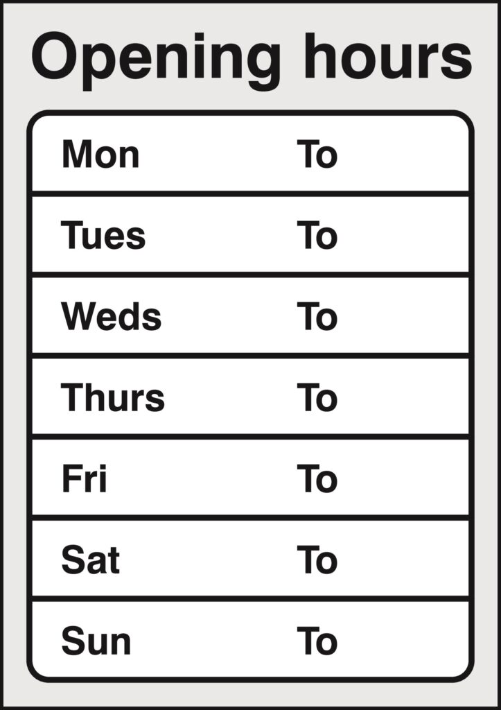 JOD32A3 RP - A3 Opening Hours - Rigid