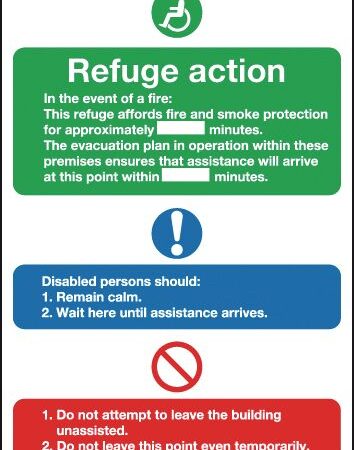 LN00227R - 300x250mm Refuge Action Point Notice - Rigid