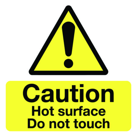 LPKL02/S - 50x50mm Caution Hot Surface Do Not Touch - Pk of 10 Labels
