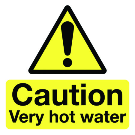 LPKL05/S - 50x50mm Caution Very Hot Water - Pk of 10 Labels