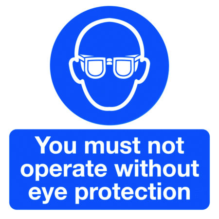 LPKL15/S - 50x50mm You Must Not Operate Without Eye Protection - Pk of 10 Labels
