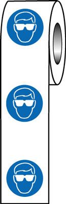 LR07/S - Roll of 250 - 40mm dia Eye Protection Symbol