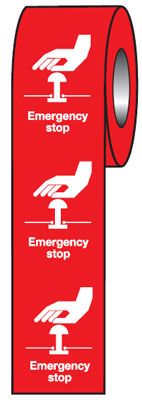 LR18/S - Roll of 250 - 75x55mm Emergency Stop (Red)