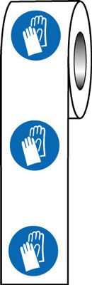 LR20/S - Roll of 250 - 40mm dia Hand Protection Symbol
