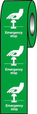 LR27/S - Roll of 250 - 75x55mm Emergency Stop (Green)