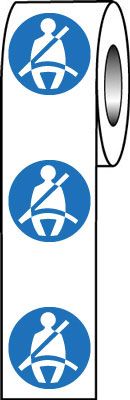 LR36/S - Roll of 250 - 40mm dia Wear Seatbelt Symbol