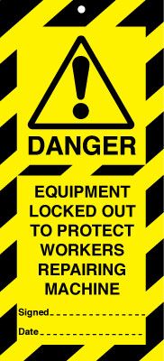 LTT02A - 50x110mm Equipment locked out to protect workers Lockout tags