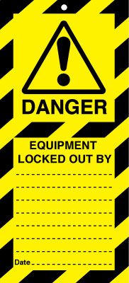 LTT07A - 50x110mm Danger Equipment Locked Our By Lockout tags