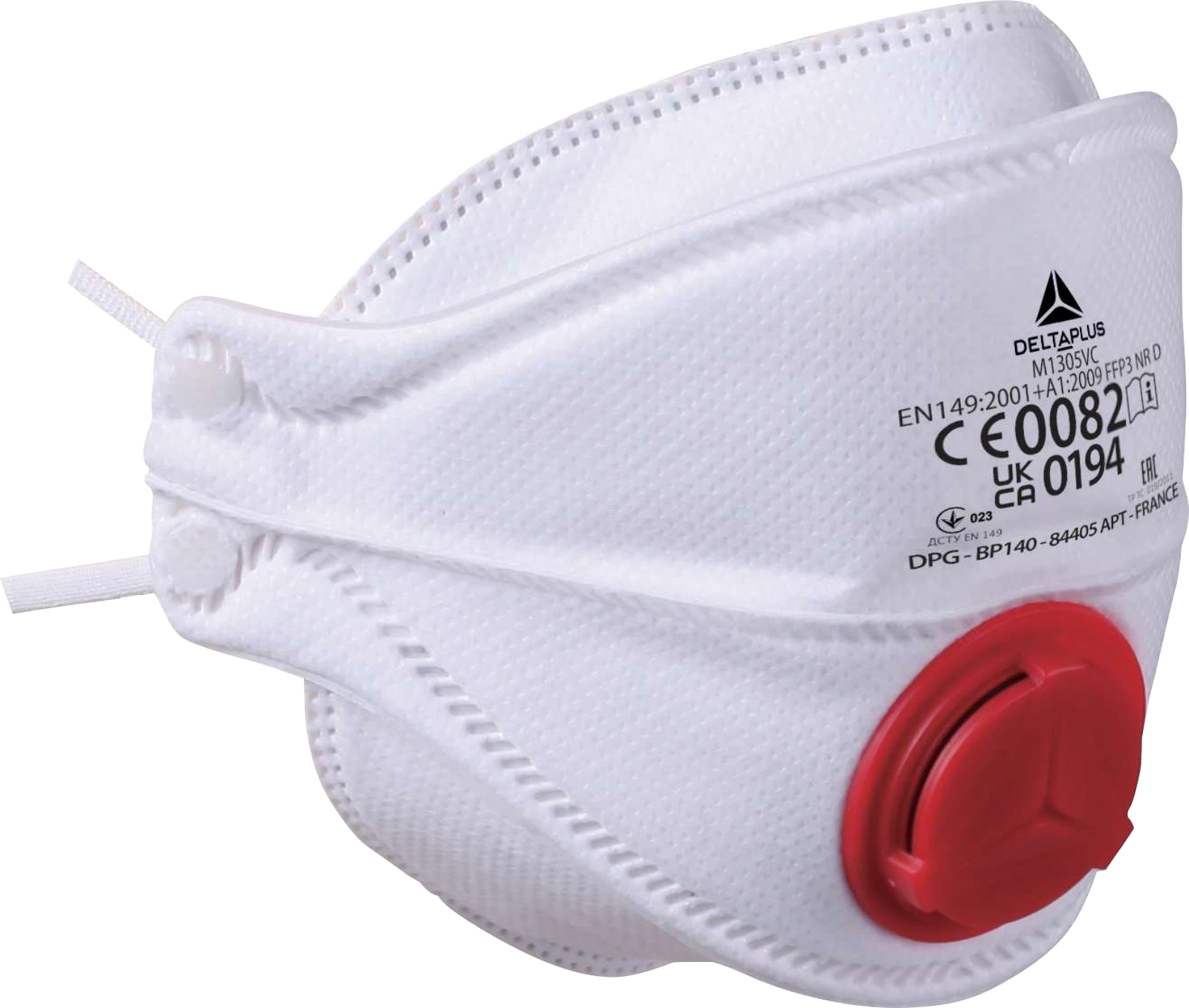 M1305V Box of 10-piece FFP3 facial filter masks (valve) in non-woven synthetic fibre. Foldable 4-panel mask for all types of faces