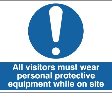 MA00529R - 300x500mm All visitors Must Wear Personal Protective Equipment While On Site - Rigid
