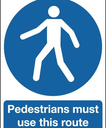 MA03633AB - 400x300mm Pedestrians Must Use This Route - Post Mounted Aluminium