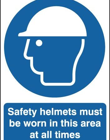 MA04650R - 297x210mm Safety Helmets Must Be Worn In This Area At All Times - Rigid