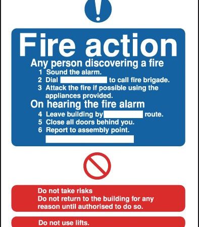 MA64A/A - 250x200mm Fire Action Vandal resistant sign