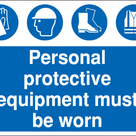 MD096AMRP - 450x600mm Personal protective equipment must be worn Construction Sign - Rigid